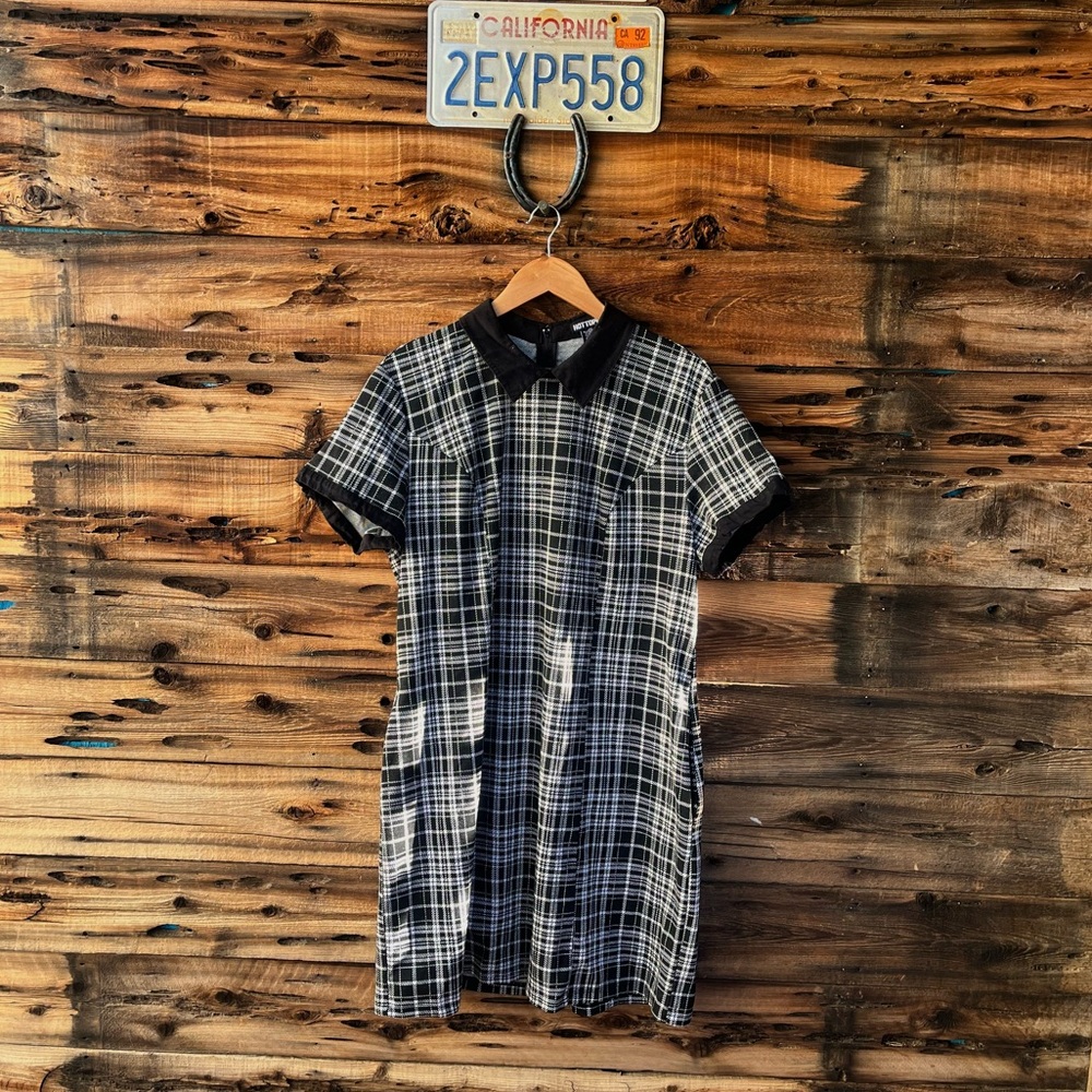 HOT TOPIC | B&W Plaid Grunge School Punk Dress 16